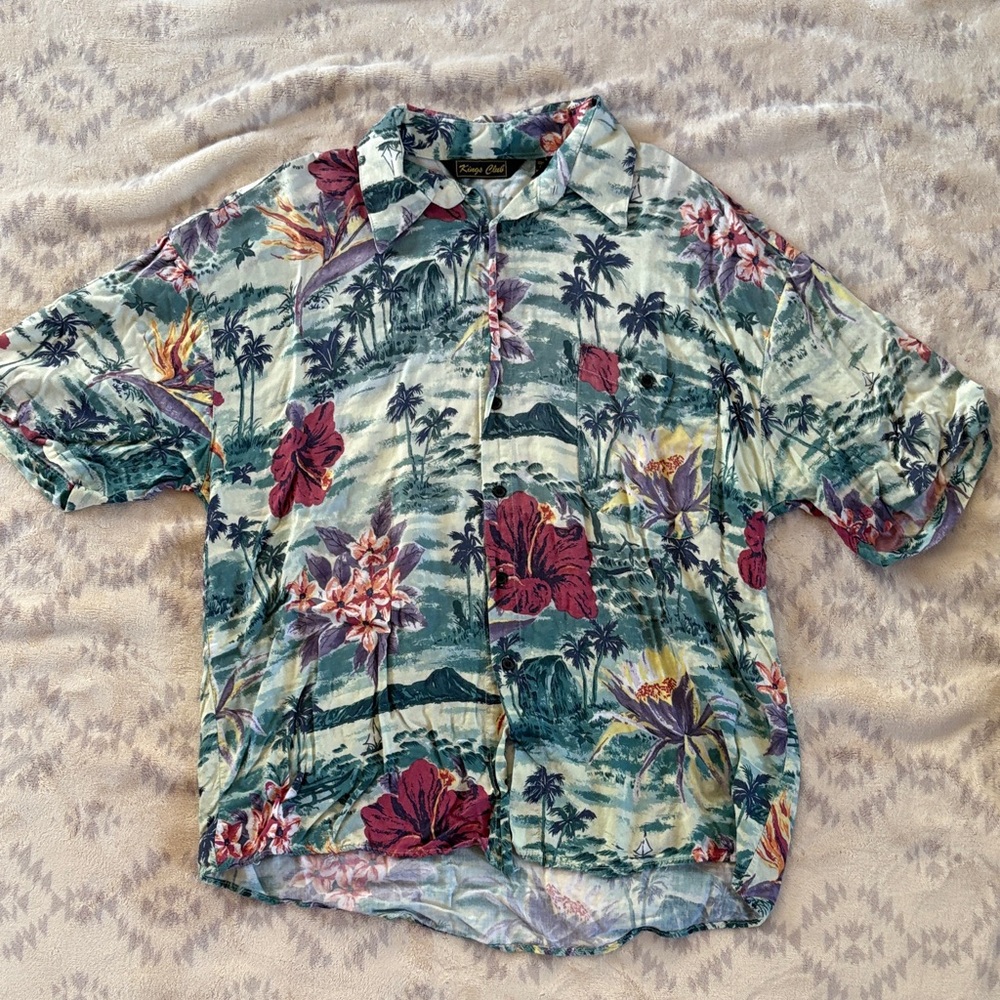 Kings Club | Tropical Floral Button-Up Shirt | Size L